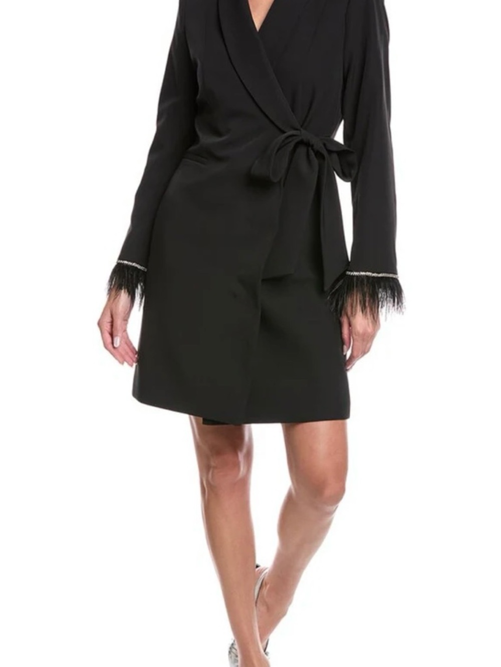 Tahari ASL Black Blazer-Style Dress with Tie Waist